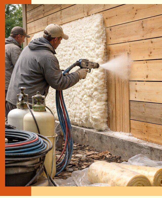 Утепление деревянного дома пенополиуретаном в Дубне