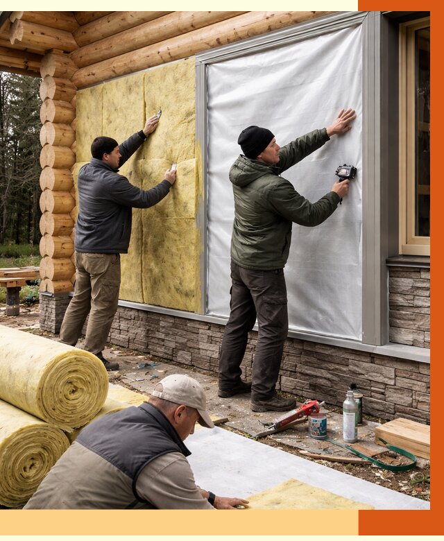 Утепление бревенчатого дома в Дубне от 7810 руб/м2 — заказать под ключ | ТепломастерДбн