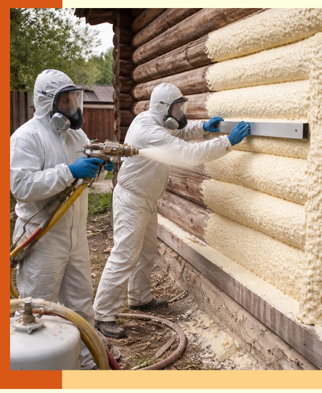 Утепление бревенчатого дома ППУ в Дубне эффективной изоляцией