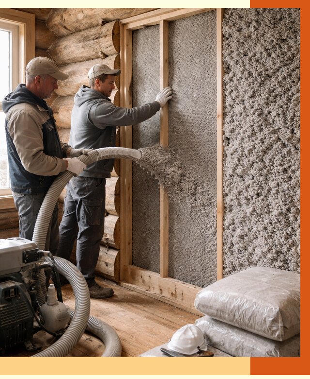 Утепление бревенчатого дома эковатой в Дубне от 2807 руб. | ТепломастерДбн