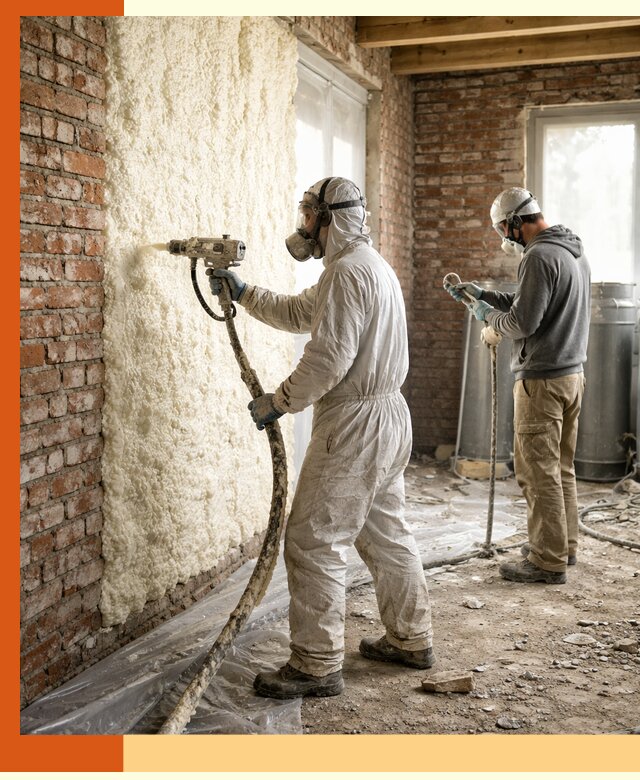 Утепление кирпичного дома пенополиуретаном в Дубне