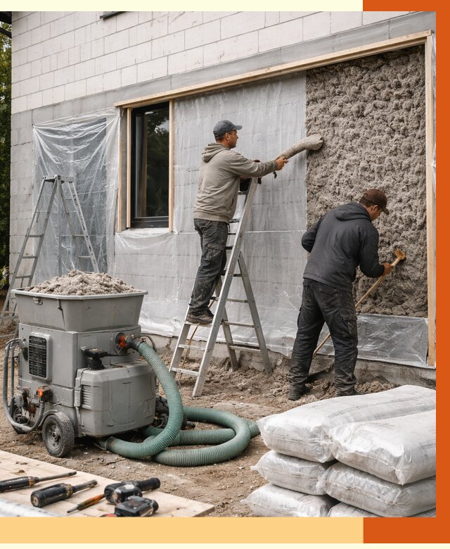 Утепление дома из газобетона эковатой в Дубне от 4594 руб./м2 | ТепломастерДбн