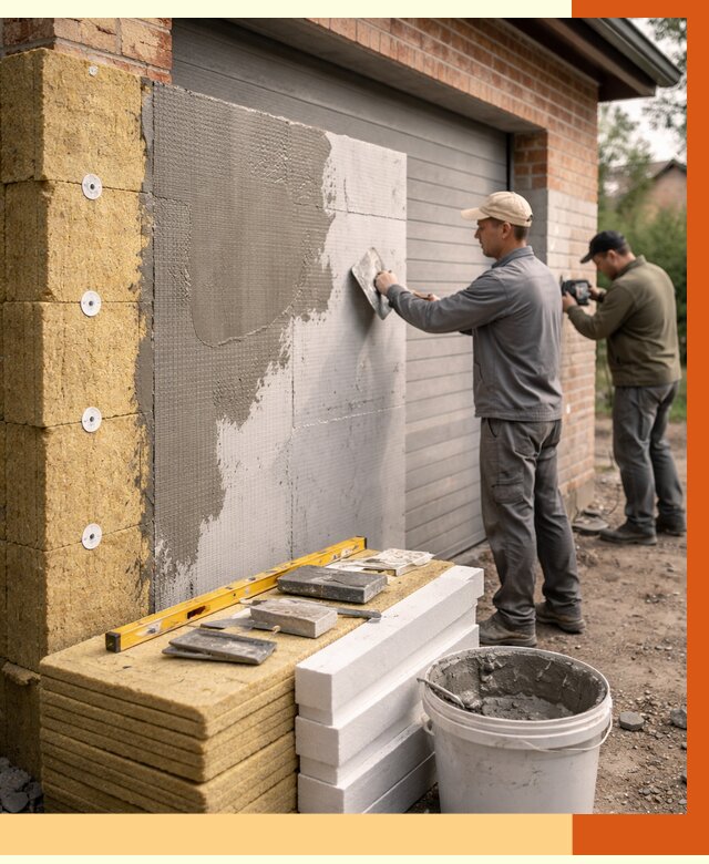Утепление гаража снаружи в Дубне от 4288 руб. за м2 — наружное утепление под ключ | ТепломастерДбн