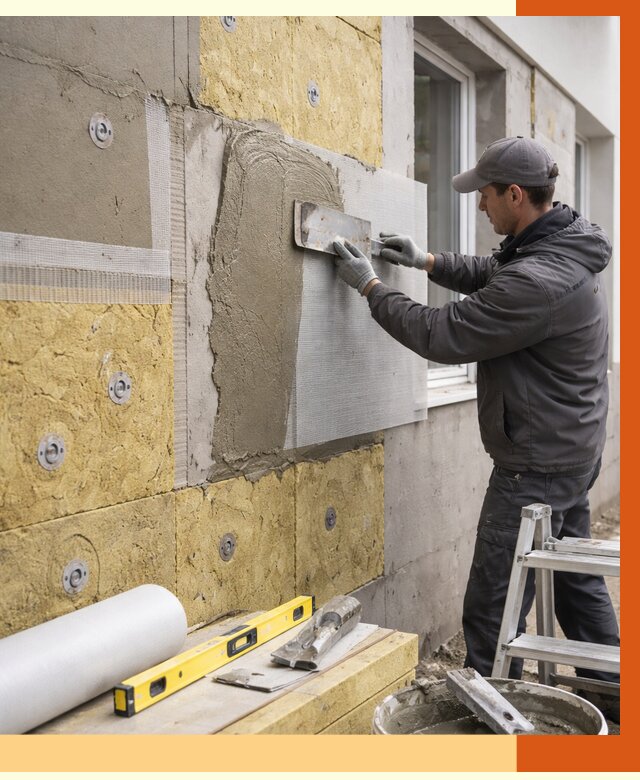 Утепление фасада под штукатурку в Дубне от 4288 руб/м2 — монтаж пенопластом и минватой | ТепломастерДбн