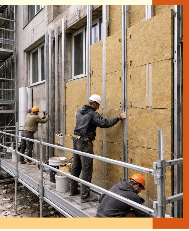 Утепление вентилируемого фасада в Дубне от 5717 руб/м2 — монтаж и утепление вентфасад | ТепломастерДбн