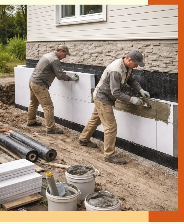 Утепление фундамента снаружи в Дубне от 4288 руб. за м² | ТепломастерДбн