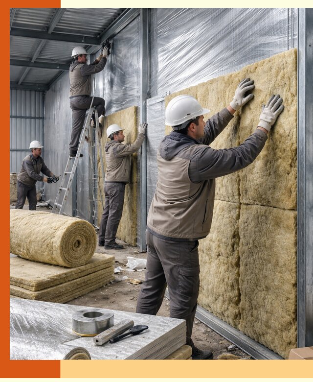 Утепление металлического склада в Дубне: теплоизоляция и герметизация