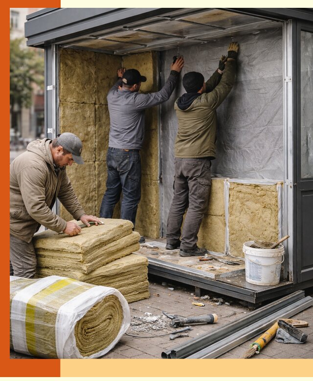 Утепление павильона шаурмы под ключ в Дубне