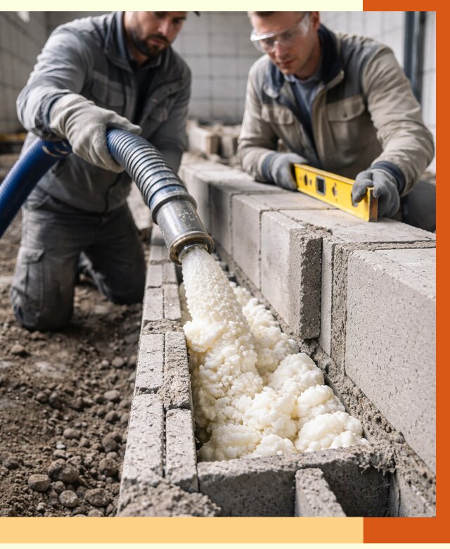 Заполнение колодцевой кладки ППУ в Дубне от 4288 руб. за м2 | ТепломастерДбн