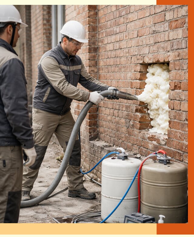 Заливка ППУ в пустоты кирпичной стены в Дубне от 2807 руб. | ТепломастерДбн