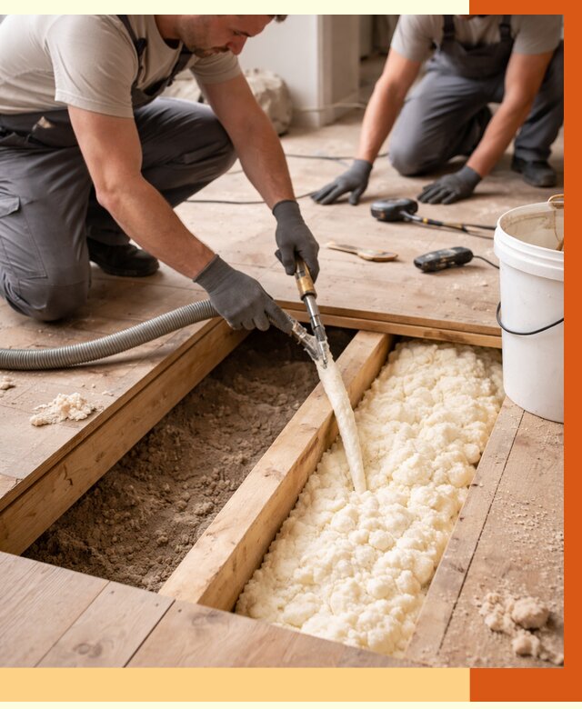 Заполнение пустот пола в Дубне от 2756 руб. — утепление пустот пола под ключ | ТепломастерДбн