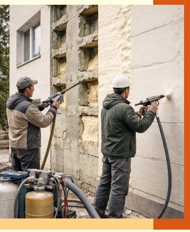 Заполнение пустот фасада в Дубне от 4594 руб. — утепление пустот облицовки | ТепломастерДбн