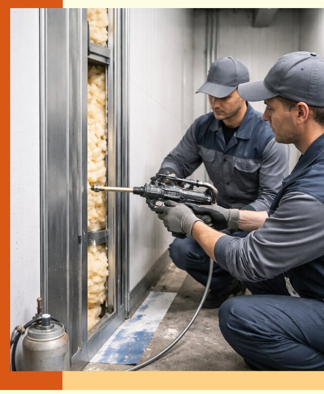 Заполнение пустот холодильных панелей в Дубне специализированной пеной