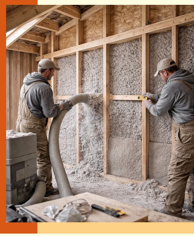 Утепление эковатой стен, потолков и перекрытий в Дубне