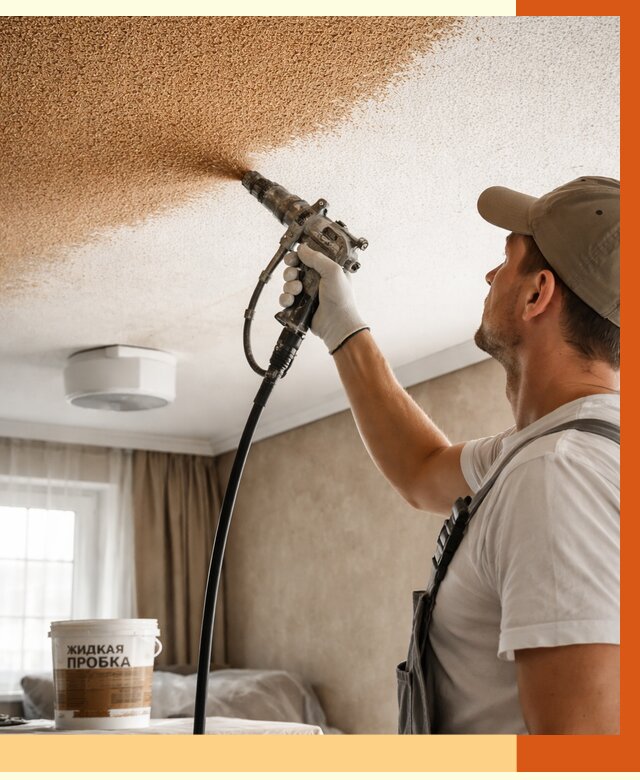 Утепление потолка жидкой пробкой в Дубне от 3573 руб. | ТепломастерДбн