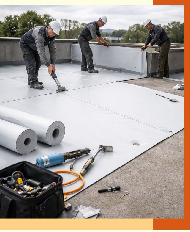 Гидроизоляция мембранной кровли в Дубне от 7657 руб./м² — профессионально | ТепломастерДбн