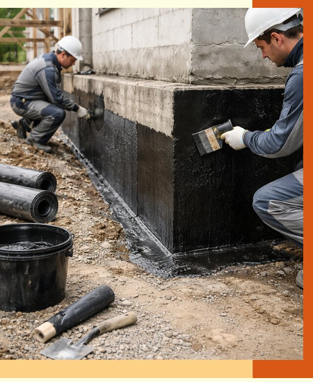 Гидроизоляция фундамента в Дубне от 1276 руб. — профессионально, под ключ | ТепломастерДбн