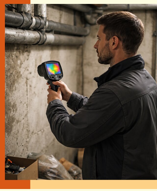 Тепловизионное обследование подвала в Дубне для поиска утечек тепла