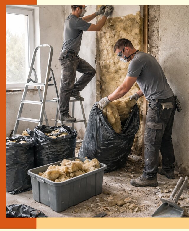 Демонтаж старого утеплителя и вывоз отходов в Дубне