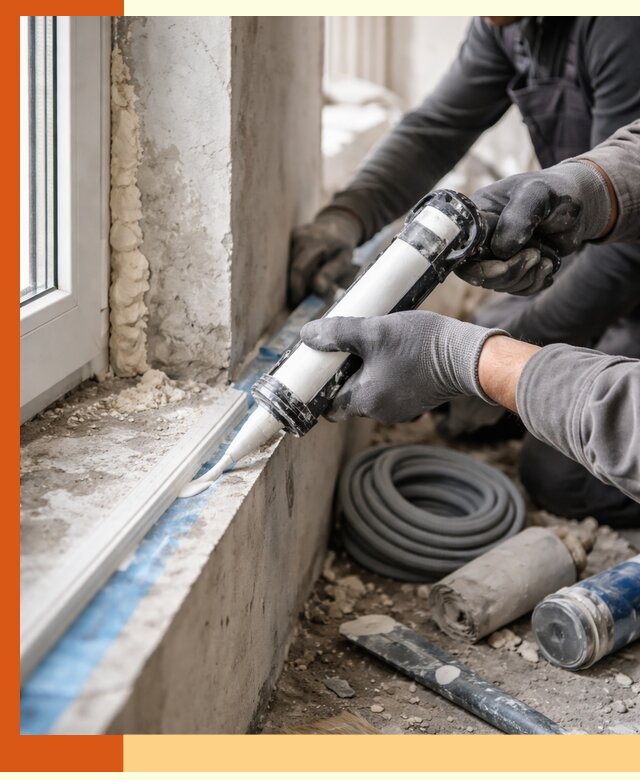 Герметизация стыков и примыканий зданий в Дубне