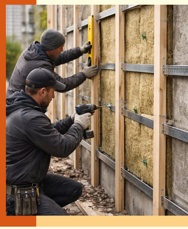 Монтаж обрешетки под утепление зданий и квартир в Дубне